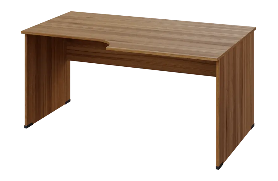 ERL 18 - 168 stůl kancelářský, rohový, pravý, dřevěná podnož, deska 18 mm, široký 1600 mm, ořech světlý