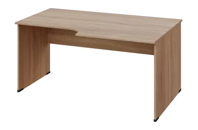 ERL 18 - 168 stůl kancelářský, rohový, pravý, dřevěná podnož, deska 18 mm, široký 1600 mm, dub bardolino