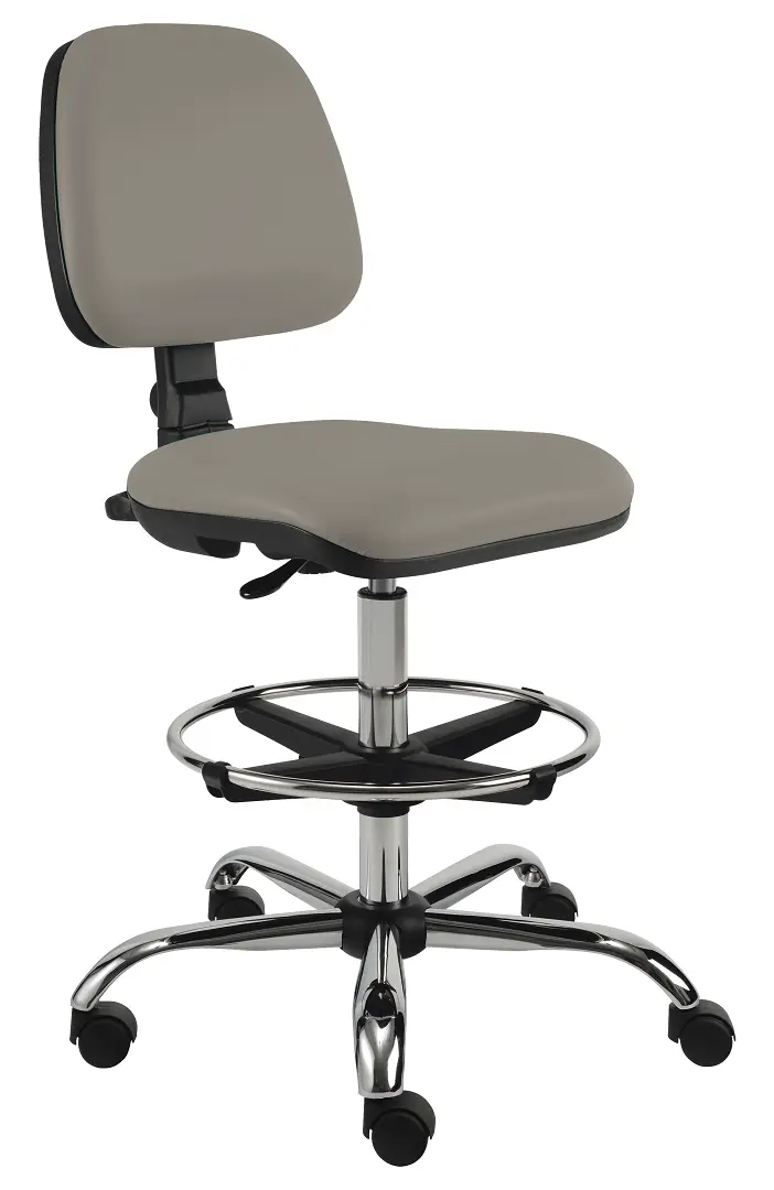 ELLA - S židle provozní, kříž chrom, koženka AN 052 - koženka šedá