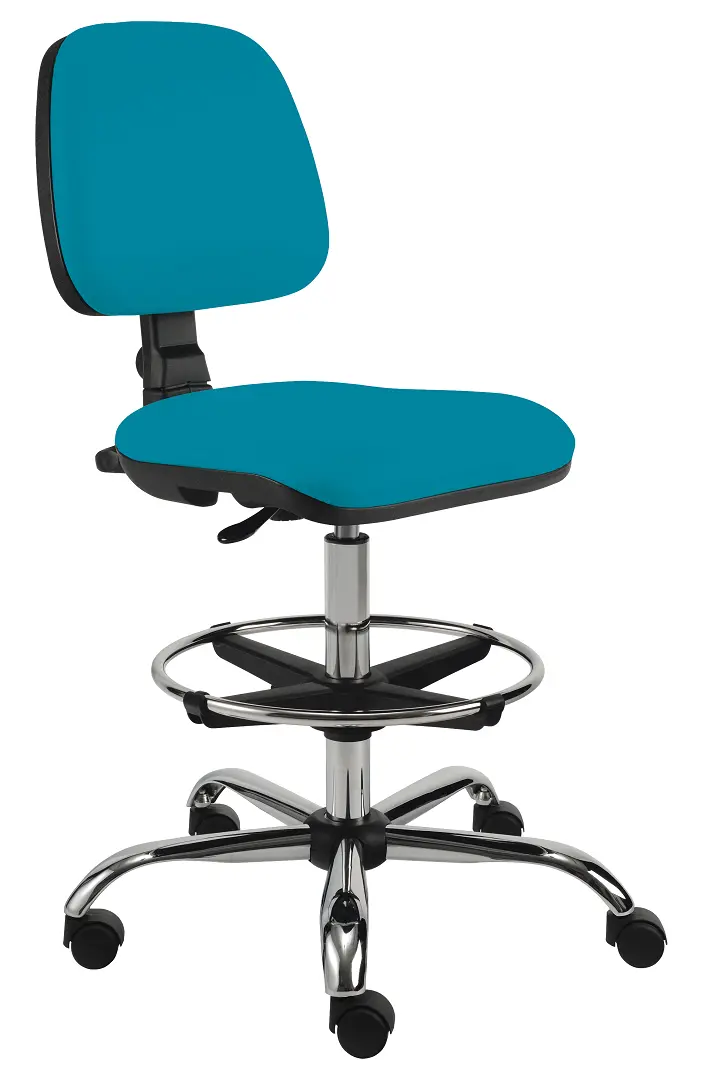 ELLA - V židle provozní, kříž chrom, látka SUE S 65 - látka tyrkysová