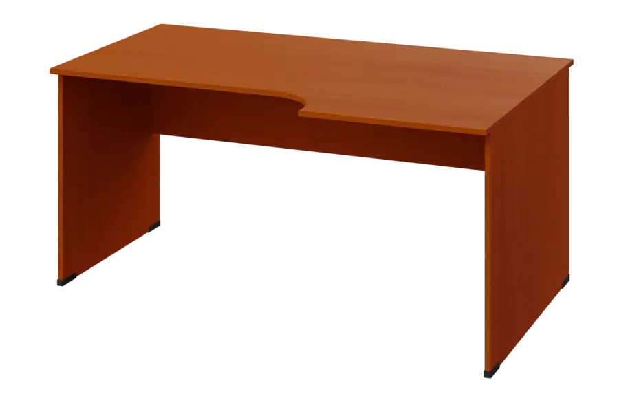 ERL 18 - 166 stůl kancelářský, rohový, pravý, dřevěná podnož, deska 18 mm, široký 1600 mm, třešeň šumavská