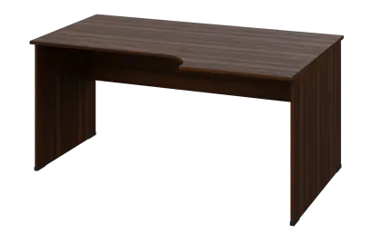 ERL 18 - 166 stůl kancelářský, rohový, pravý, dřevěná podnož, deska 18 mm, široký 1600 mm, ořech královský