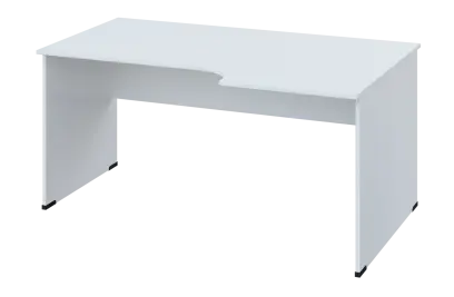 ERL 28 - 166 stůl kancelářský, rohový, pravý, dřevěná podnož, deska 25 mm, široký 1600 mm, bílá