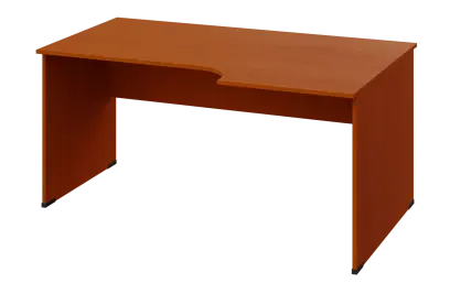 ERL 28 - 166 stůl kancelářský, rohový, pravý, dřevěná podnož, deska 25 mm, široký 1600 mm, třešeň šumavská