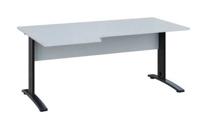 ORK 28 - 186 stůl kancelářský, rohový, levý, kovová podnož černá, deska 25 mm, široký 1800 mm, bílá