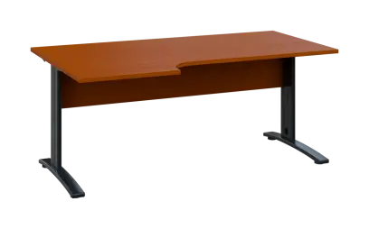 ORK 28 - 186 stůl kancelářský, rohový, levý, kovová podnož černá, deska 25 mm, široký 1800 mm, třešeň šumavská