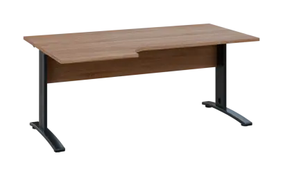 ORK 28 - 186 stůl kancelářský, rohový, levý, kovová podnož černá, deska 25 mm, široký 1800 mm, dub bardolino