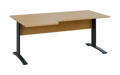 ORK 28 - 186 stůl kancelářský, rohový, levý, kovová podnož černá, deska 25 mm, široký 1800 mm, javor horský