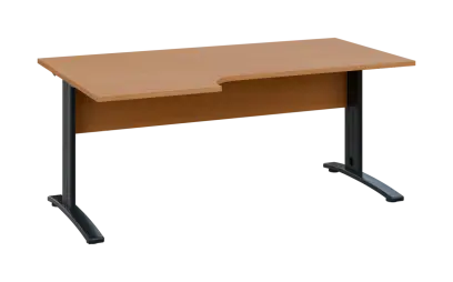 ORK 28 - 186 stůl kancelářský, rohový, levý, kovová podnož černá, deska 25 mm, široký 1800 mm, buk royal