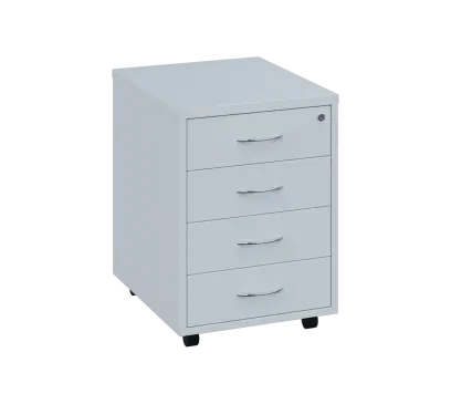 OKC - V1 kontejner pojízdný, 4-zásuvkový, deska 25 mm, centrální zámek, bílá