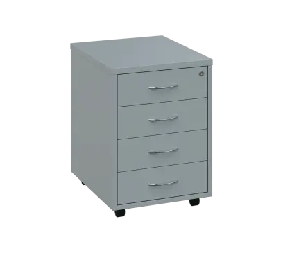 OKC - V1 kontejner pojízdný, 4-zásuvkový, deska 25 mm, centrální zámek, šedá