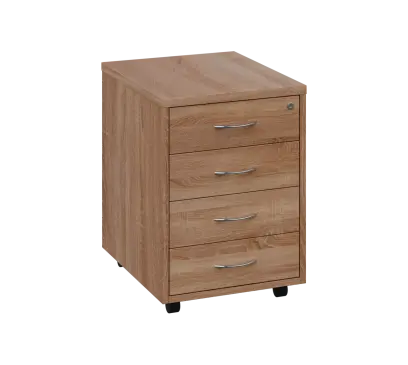 OKC - V1 kontejner pojízdný, 4-zásuvkový, deska 25 mm, centrální zámek, dub bardolino