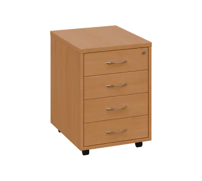 OKC - V1 kontejner pojízdný, 4-zásuvkový, deska 25 mm, centrální zámek, buk royal