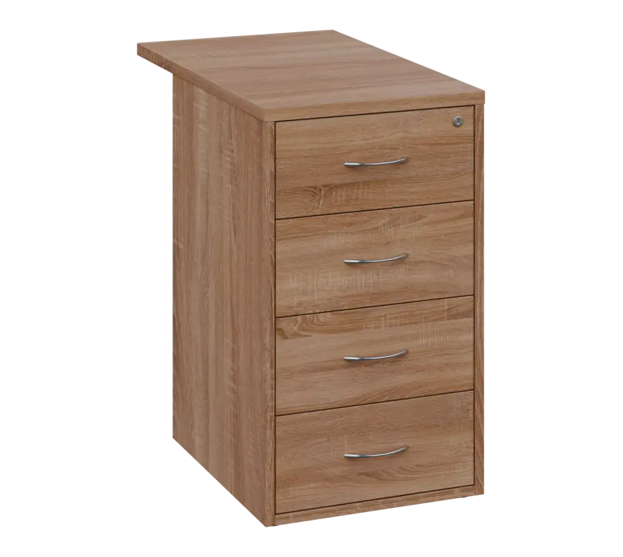 OKC - 8V kontejner přístavný, 4-zásuvkový, deska 25 mm, centrální zámek, dub bardolino