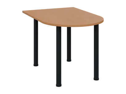 OJV 28 - 12 přístavba jednací, kovová podnož černá, síla desky 25 mm, široká 1200 mm, buk royal