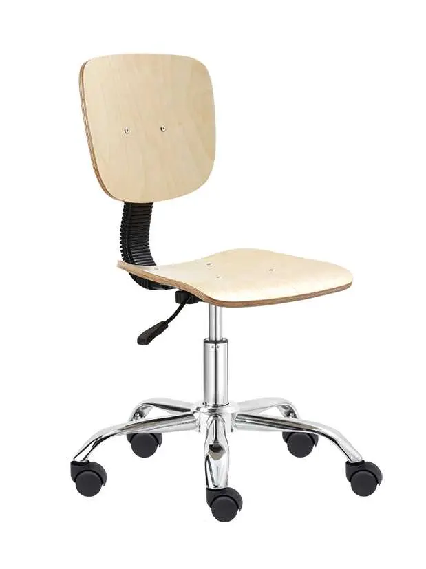 WOOD 01 CR TK židle, kříž chrom, sedák+opěrák dřevo, tvrdá kolečka