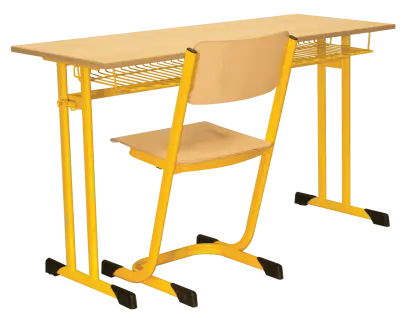 ŠTĚPÁN 2, lavice 2-místná pevná, velikost 2, koš RAL 1028 - žlutá