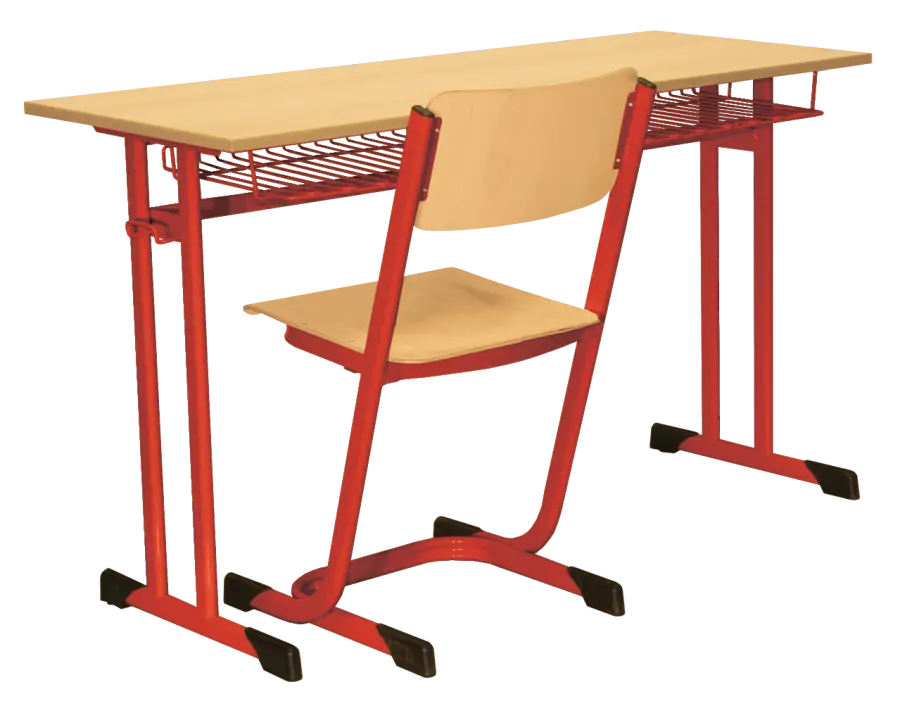 ŠTĚPÁN 2, lavice 2-místná pevná, velikost 2, koš RAL 3002 - červená