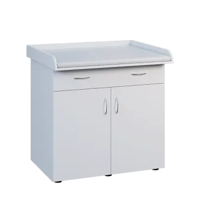 PP - 105 pult přebalovací s matrací, 2-dveřový lamino - bílá, koženka bílá BA-1