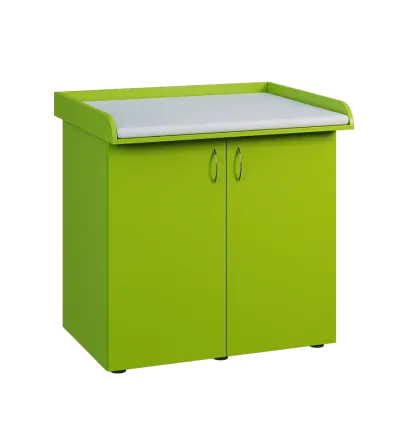 PP - 105 pult přebalovací s matrací, 2-dveřový lamino - jarní zeleň, koženka bílá BA-1