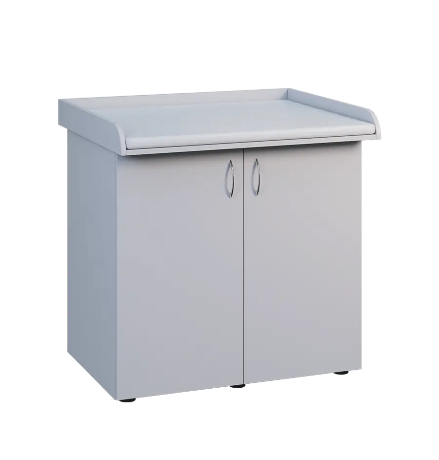 PP - 105 pult přebalovací s matrací, 2-dveřový lamino - šedá, koženka bílá BA-1