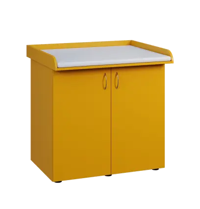 PP - 105 pult přebalovací s matrací, 2-dveřový lamino - žlutá odio, koženka bílá BA-1