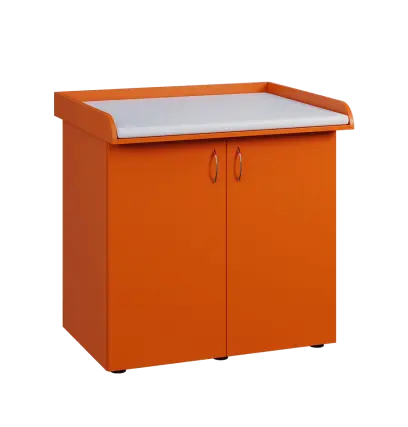 PP - 105 pult přebalovací s matrací, 2-dveřový lamino - pomeranč, koženka bílá BA-1