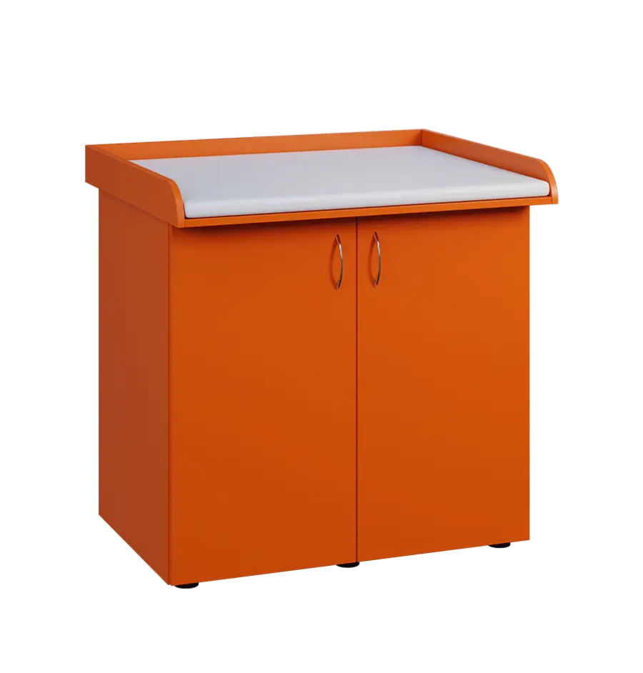 PP - 105 pult přebalovací s matrací, 2-dveřový lamino - pomeranč, koženka bílá BA-1