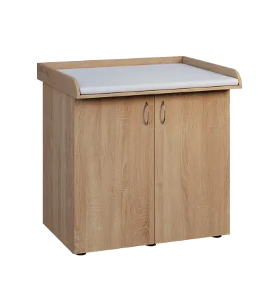 PP - 105 pult přebalovací s matrací, 2-dveřový lamino - dub bardolino, koženka bílá BA-1