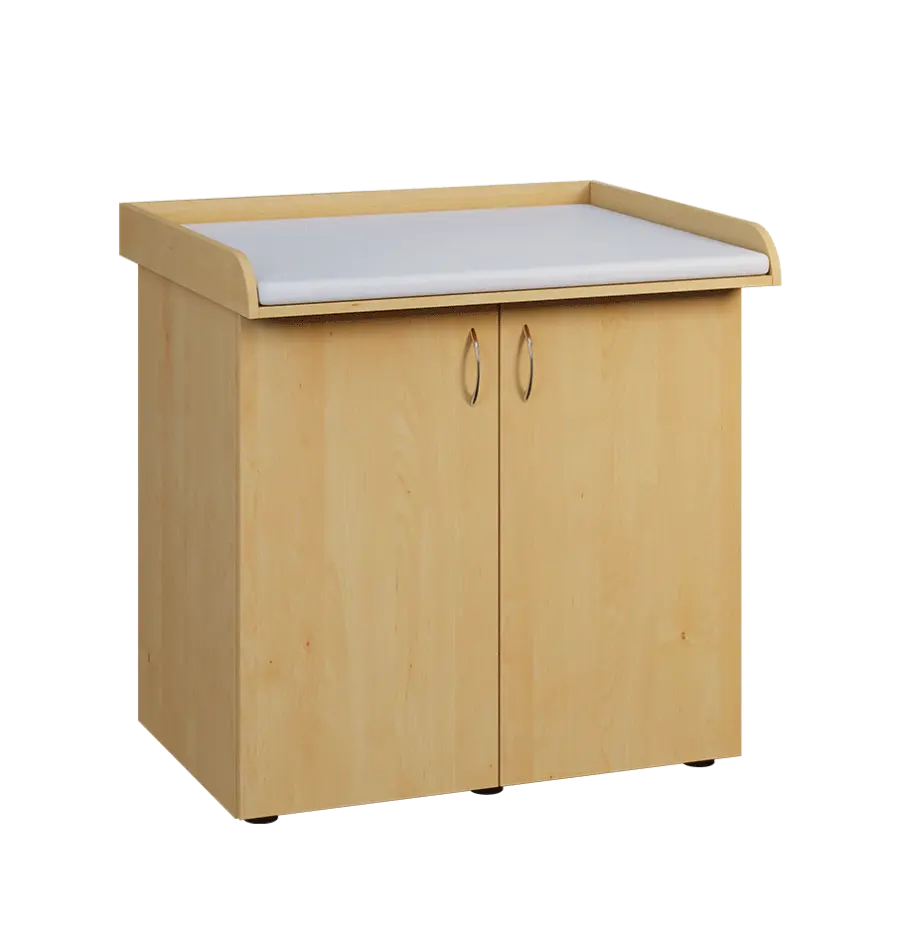 PP - 105 pult přebalovací s matrací, 2-dveřový lamino - javor horský, koženka bílá BA-1