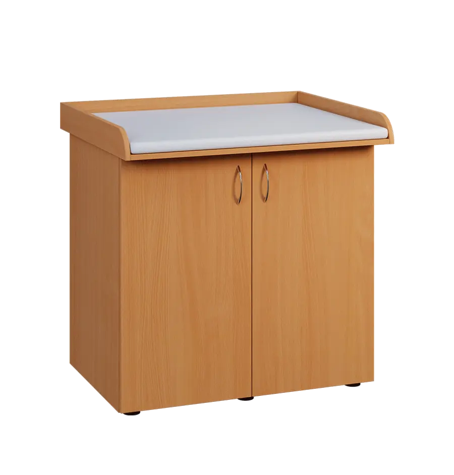 PP - 105 pult přebalovací s matrací, 2-dveřový lamino - buk Royal, koženka bílá BA-1