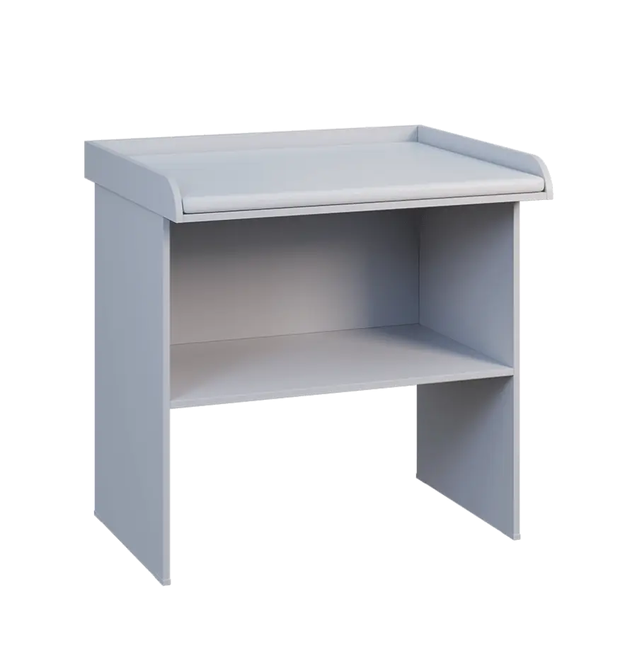 PP - 108 pult přebalovací s matrací, odkládací police lamino - šedá, koženka bílá BA-1