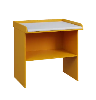 PP - 108 pult přebalovací s matrací, odkládací police lamino - žlutá odio, koženka bílá BA-1