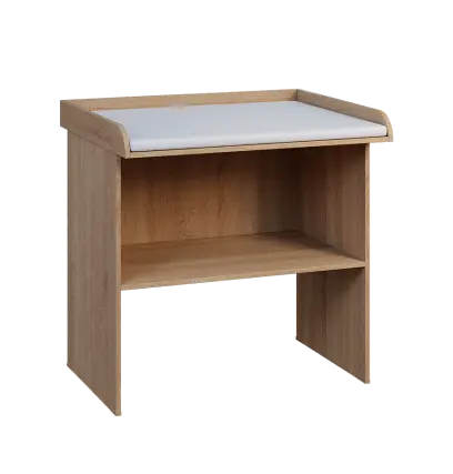 PP - 108 pult přebalovací s matrací, odkládací police lamino - dub bardolino, koženka bílá BA-1