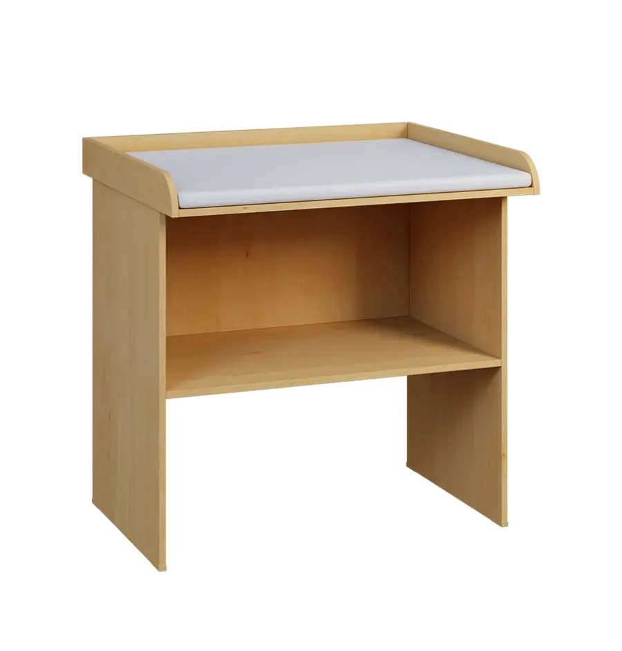 PP - 108 pult přebalovací s matrací, odkládací police lamino - javor horský, koženka bílá BA-1