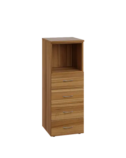 ENP 3 - 44ZN kancelářská skříň, 4-zásuvková/nika, 1100x400x400, ořech světlý