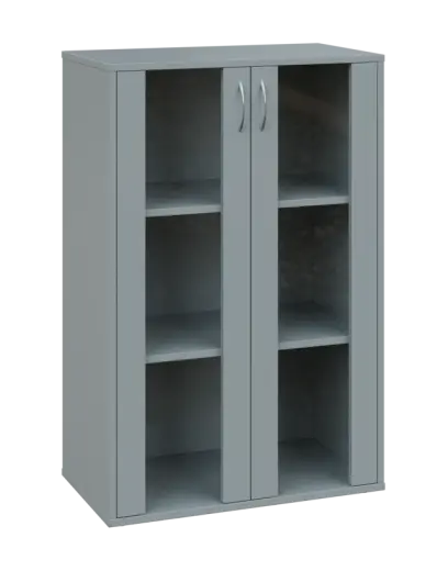 OV 3 - 8S kancelářská skříň, 2-dveřová/prosklená, 1100x800x400, šedá