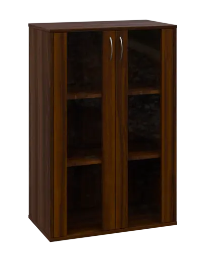 OV 3 - 8S kancelářská skříň, 2-dveřová/prosklená, 1100x800x400, ořech královský
