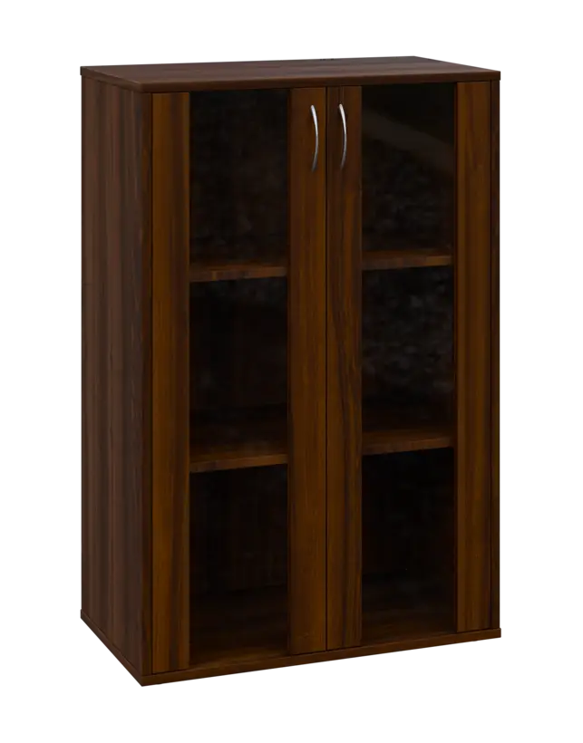 OV 3 - 8S kancelářská skříň, 2-dveřová/prosklená, 1100x800x400, ořech královský