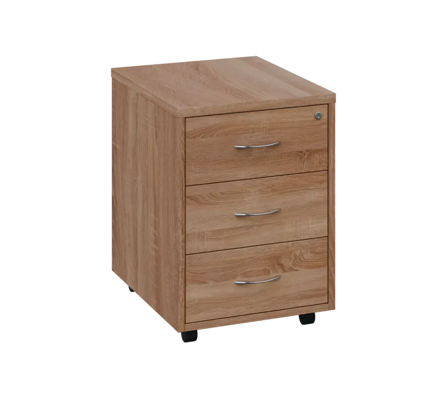 OK - V0 kontejner pojízdný, 3-zásuvkový, deska 25 mm, centrální zámek, dub bardolino