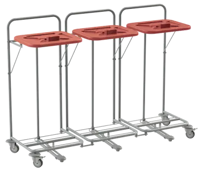 VK 120 - 3N vozík na třídění odpadu a prádla, nožní otevírání plast - VK - červený