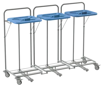 VK 120 - 3N vozík na třídění odpadu a prádla, nožní otevírání plast - VK - modrý