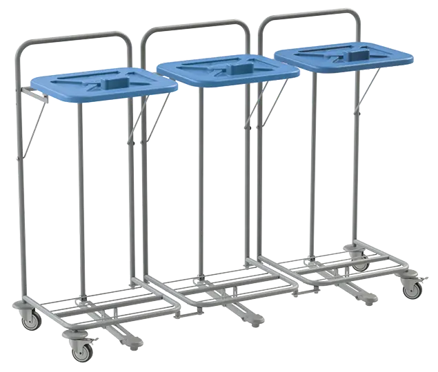 VK 120 - 3N vozík na třídění odpadu a prádla, nožní otevírání plast - VK - modrý