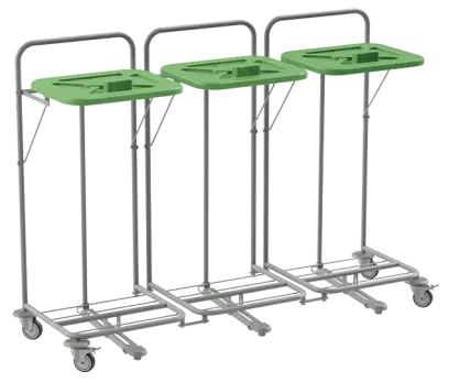 VK 120 - 3N vozík na třídění odpadu a prádla, nožní otevírání plast - VK - zelený