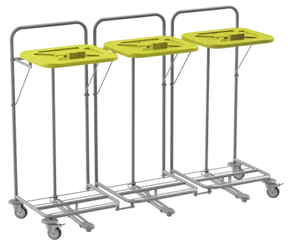 VK 120 - 3N vozík na třídění odpadu a prádla, nožní otevírání plast - VK - žlutý