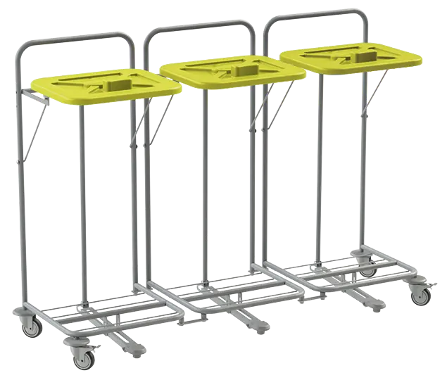 VK 120 - 3N vozík na třídění odpadu a prádla, nožní otevírání plast - VK - žlutý
