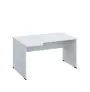 LR 28 - 144 stůl kancelářský, rohový, levý, dřevěná podnož, deska 25 mm, široký 1400 mm, bílá