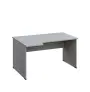 LR 28 - 144 stůl kancelářský, rohový, levý, dřevěná podnož, deska 25 mm, široký 1400 mm, šedá