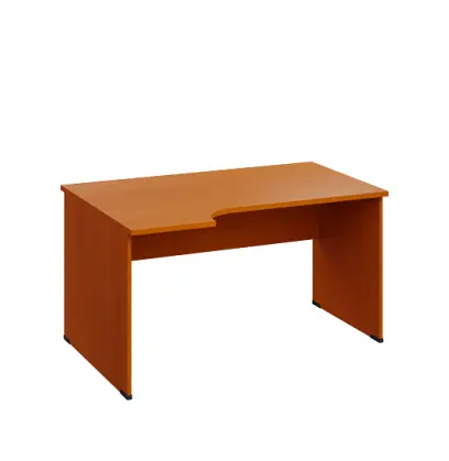 LR 28 - 144 stůl kancelářský, rohový, dřevěná podnož, deska 25 mm, levý lamino - třešeň šumavská