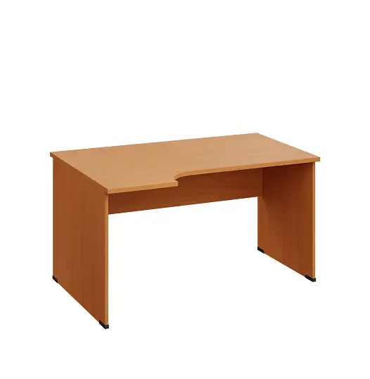 LR 28 - 144 stůl kancelářský, rohový, levý, dřevěná podnož, deska 25 mm, široký 1400 mm, buk Royal